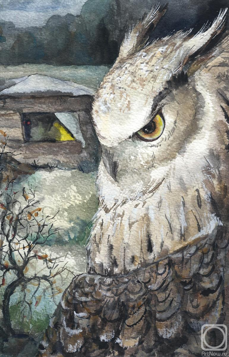 Serova Aleksandra. The owl on a shoulder