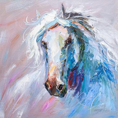 Portrait of a white horse. Rodries Jose