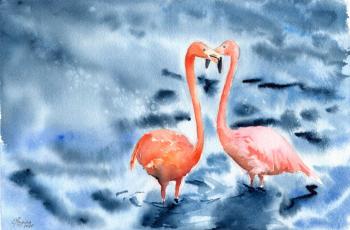 Flamingos. Love story (small). Poygina Elena
