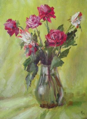 Roses in a glass vase. Malnev Konstantin