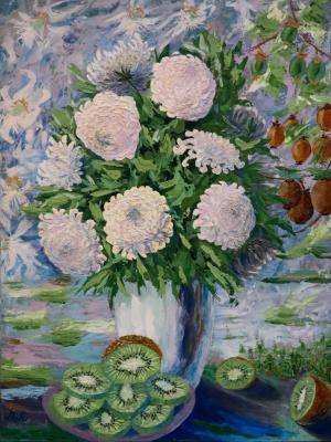 Chrysanthemums and kiwis (Painting For Collectio). Polischuk Olga