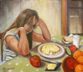 Sunday.A little girl's breakfast (Omelet). Vlasov Vyacheslav