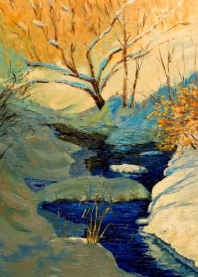 Winter stream (Winter Stream Painting). Gubin Rodion
