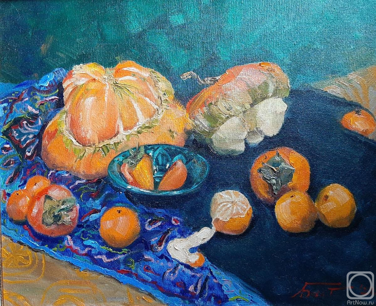 Baltrushevich Elena. Still life with pumpkins and persimmons