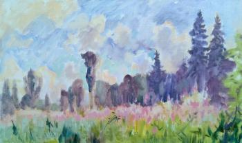 Summer field near Moscow in style Claude Monet (Country Near Moscow). Malyusova Tatiana