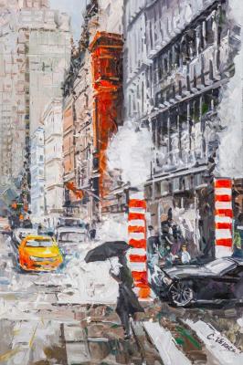 Rainy day in New York (Rainy City Painting). Vevers Christina