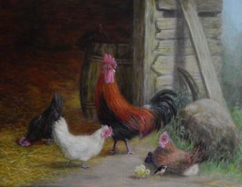 Poultry yard. Copy by Eduard Schleich. Fomina Lyudmila