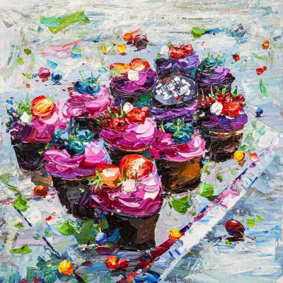 Berry Cupcakes (Still Life With Fruit Paintings). Rodries Jose