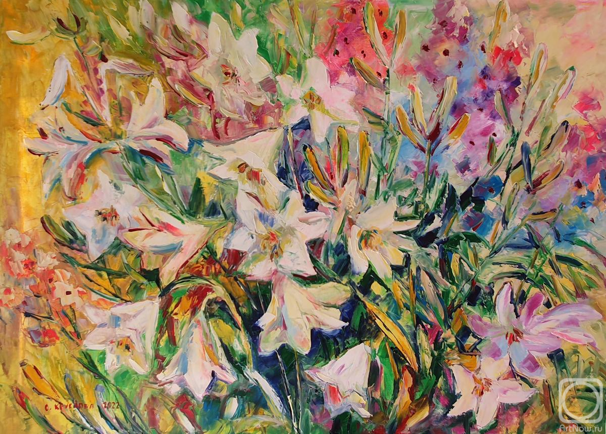 Kruglova Svetlana. Lilies and delphiniums