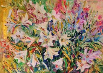 Lilies and delphiniums. Kruglova Svetlana