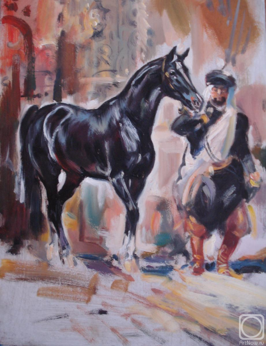 Bastrykin Viktor. Arab, horse, horsman, oriental motif, animalism