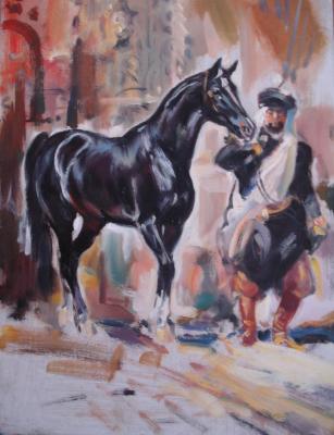 Arab, horse, horsman, oriental motif, animalism. Bastrykin Viktor