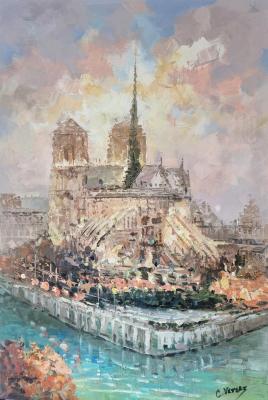 Sketches. View of Notre Dame Cathedral