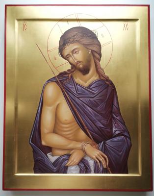 Icon Christ the Bridegroom, Savior in the Crown of Thorns. Hand painted icon Lord. Zhuravleva Tatyana
