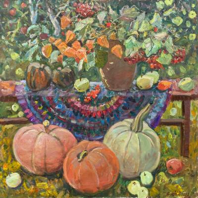 Autumn still life with pumpkins (Vase With Fruit). Zhukova Juliya
