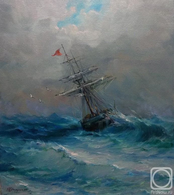 Shurganov Vladislav. A ship in rough seas