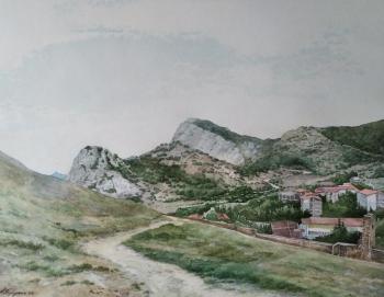 City of Sudak. View of the mountains Palvani-Oba and Sokol (Fortress Mountain). Borodkin Alexey