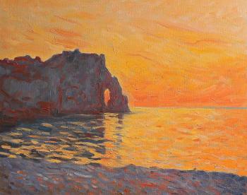 Etretat, cliff Aval, sunset. Copy of Monet. Bikova Yulia