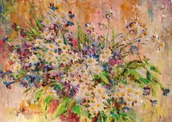Cornflowers with daisies (Painting Field With Daisies). Kruglova Svetlana