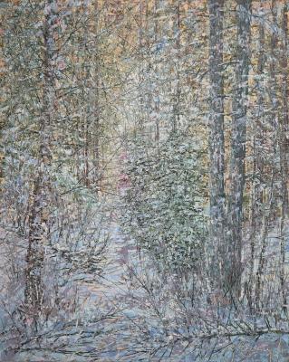 Winter evening in the forest (Palette Knife Paintings). Smirnov Sergey