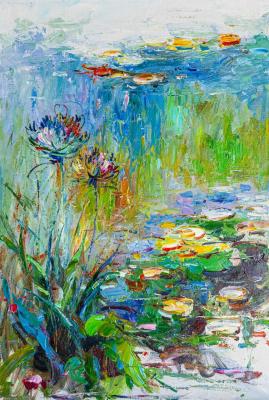 A free copy of the painting by Claude Monet. Agapanthus, 1917