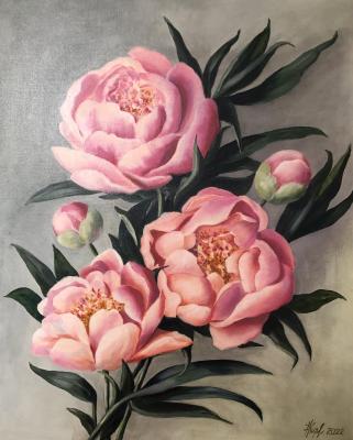 Painting Pink Peonies. Kirilina Nadezhda
