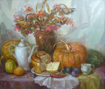 Autumn harmony. Honey pumpkin, bread, viburnum". Tsyrulnik Alla