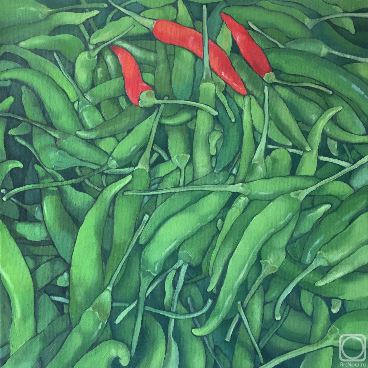 Brusyanina Nonna. Green hot peppers