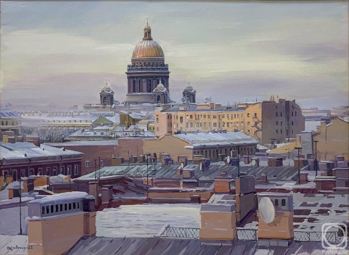 Krivenko Peter. View of St. Isaac's Cathedral from winter roofs