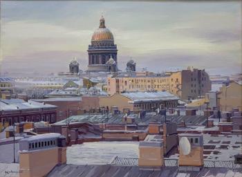 View of St. Isaac's Cathedral from winter roofs