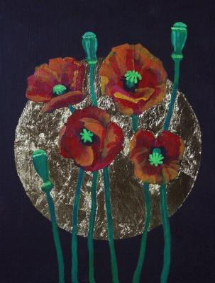 Poppies in gold