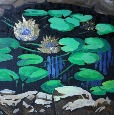 Black pond with water lilies. Zayko Aleksandr