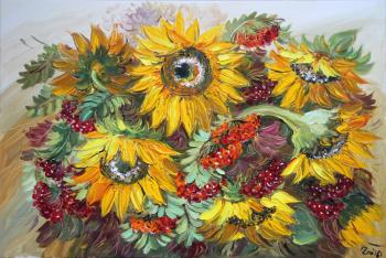 Sunflowers and viburnum. Gaifullina Elena