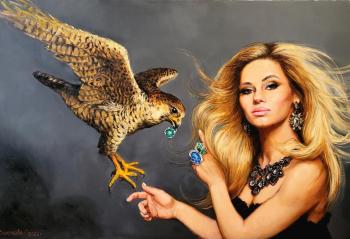 Eva with a falcon