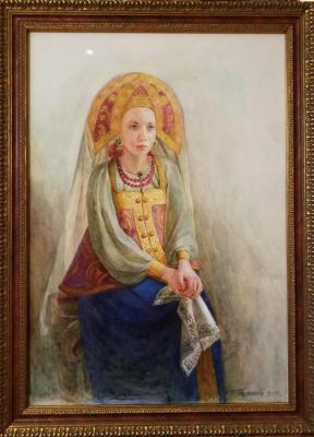 A girl in a Russian costume