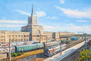 How trains rush past ... Railway station in Volgograd. Kamskij Savelij
