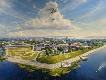 Bird's-eye view of the city of Syzran (Helicopters). Gusev Sergey
