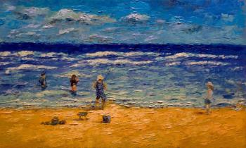 On the sea, beach (Beach Oil Painting On Hardboard). Gubin Rodion
