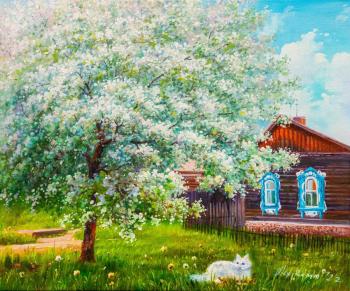 Apple tree in blossom (Painting As A Gift For Birthday). Romm Alexandr