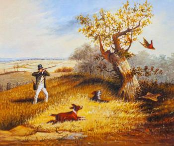 Copy of the painting by Henry Thomas Olken. Pheasant Shooting
