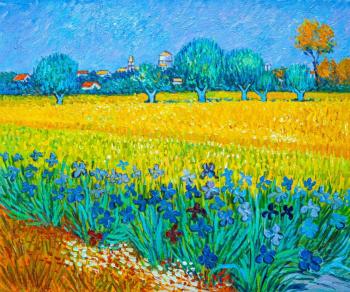 Copy of Van Gogh paintings. View of Arles with irises in the foreground