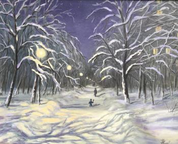 Painting Winter evening.. Kirilina Nadezhda