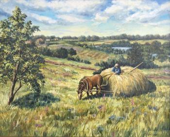 It's haymaking time (Landscape With A Horse). Kirilina Nadezhda