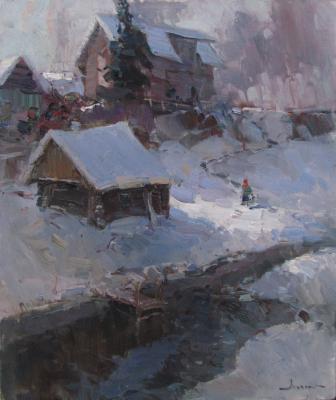 Winter landscape in Vyatskoe (Plein Air In Vyatskoye). Makarov Vitaly