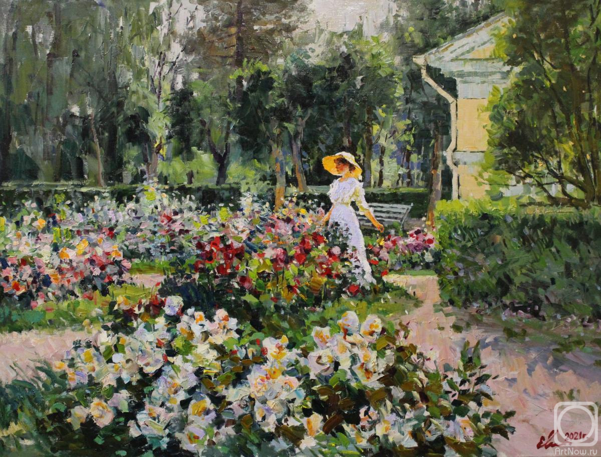 Malykh Evgeny. Pavlovsk Park. Roses and the Aviary Pavilion