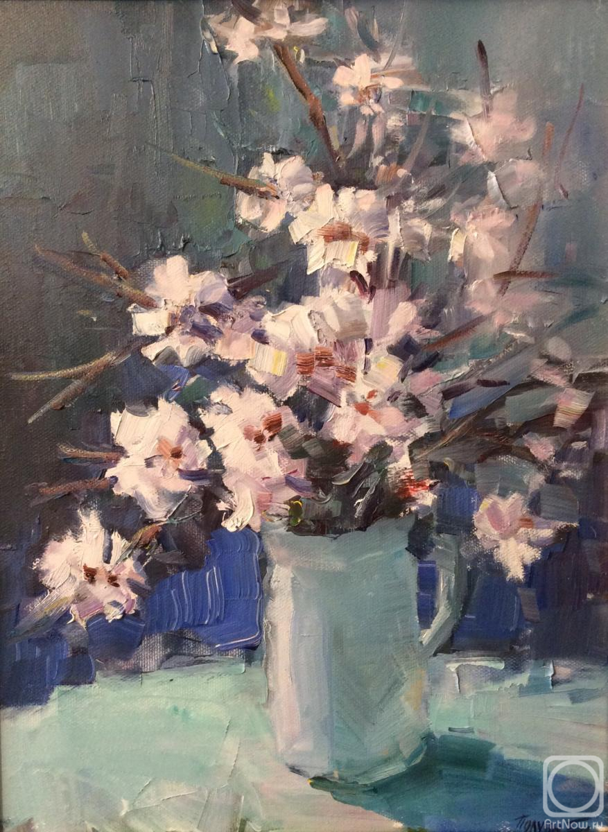 Poluyan Yelena. Bouquet of flowering branches of the almond tree