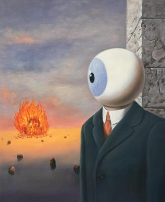 A copy of the picture of Rene Magritte. Mercy