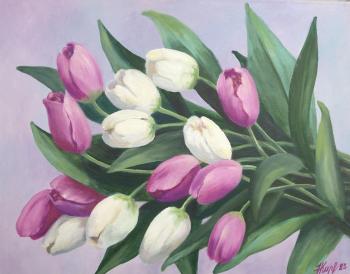 Tulips (Oil Painting With Lilac). Kirilina Nadezhda