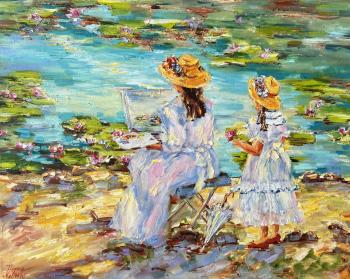 En plein air au bord de l etang