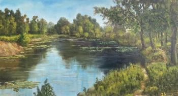 Summer landscape with a pond. Kirilina Nadezhda